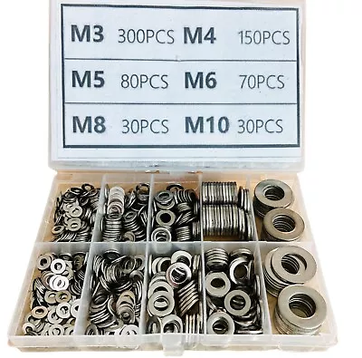 660 Pieces Of 304 Stainless Steel Washers Flat Washer Assortment Set Kit 6 Sizes • $13.85