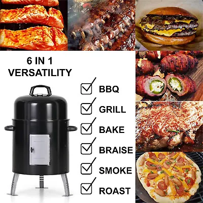 32  Charcoal Smoker BBQ Grill 3IN1 Outdoor Vertical Smoke Portable Meat Cooker • $89.99