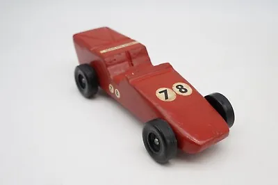Vintage Pinewood Derby Race Car Wooden Handpainted Red Grand Prix Boy Scouts • $18.95