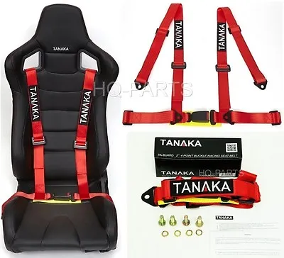 1 Tanaka Universal Red 4 Point Buckle Racing Seat Belt Harness • $34.09