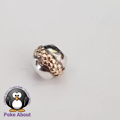 $75 • Buy Authentic Pandora Two Tone Saturn Flower Silver & 14k Gold Charm Retired 790179