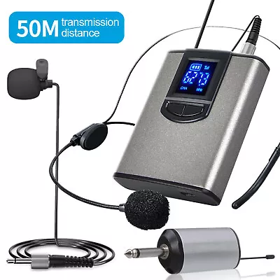 UHF Wireless Headset Microphone/Lavalier Lapel Mic W/ Bodypack Transmitter O7Y2 • $32.98