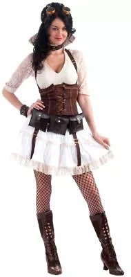 Steampunk Sally Women's Costume Adult Std Skirt Corset Garters Blouse Ivory New • $31.99