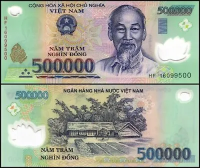 1000000 Vietnamese Dong 2 X 500K VND Polymer Notes + 1 Million Bolivar FREE !! • $66.95