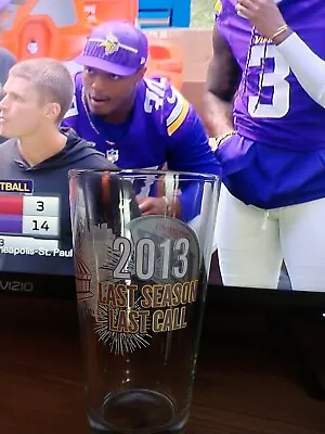 NFL MN Vikings 2013 LAST CALL-LAST SEASON At Metrodome Beer Pint Glass 16 Oz.  • $19.75