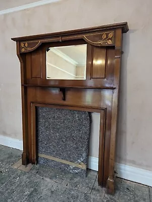 Large Mahogany Fire Surround With Mirror And Shelf • £160