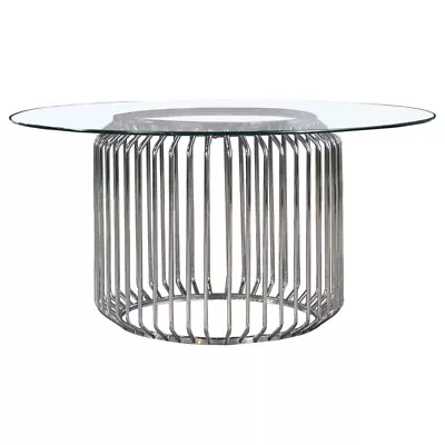 Coaster Veena Contemporary Metal Round Glass Top Dining Table Clear And Chrome • $644.26