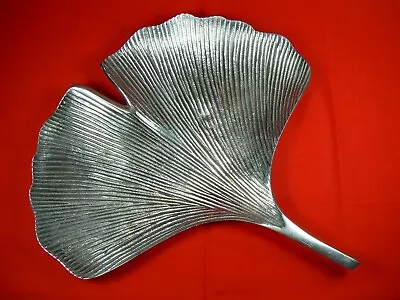 Aluminum Ginkgo Biloba Leaf Dish Plate India Botanical Display Fruit Plate Art • $20.98