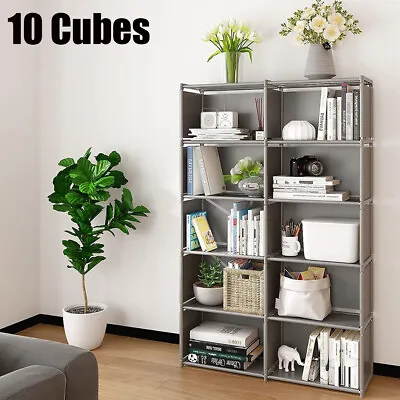 10 Cubes Book Shelves Storage Shelf Bookcase Display Unit Organizer Modern Style • £15.48