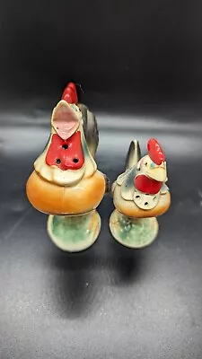 Vintage Rooster And Hen Chicken Salt & Pepper Shaker Set Ceramic Japan • $0.99