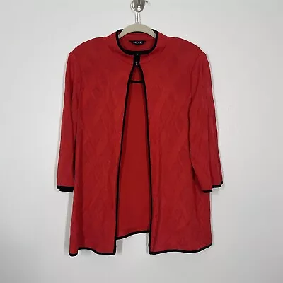 Misook Red Sweater Set Medium Large 2 Piece Shell Top Cardigan 3/4 Sleeve Knit • $74.99