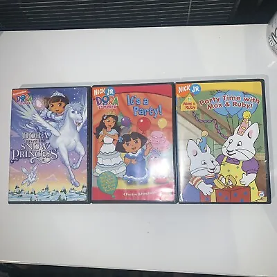 Dora The Explorer  Nick It's A Party DVD Lot Used Saves Snow Princess Max Ruby • $3