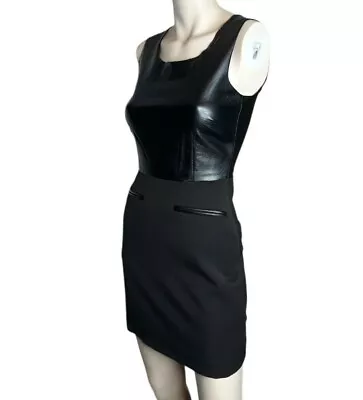 Bardot Dress Bodice Skirt Style Sz 8 Sheath Vegan Little Black Dress Knee Length • $35.88