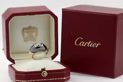 CARTIER Silverium Rare Vintage Diamond Solitaire Ring 18K Gold Serviced *S3905 • $12207.71