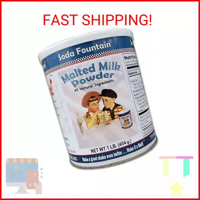 Soda Fountain Malted Milk Powder 1 Lb. Canister - Malt Powder For Ice Cream And  • $22.40