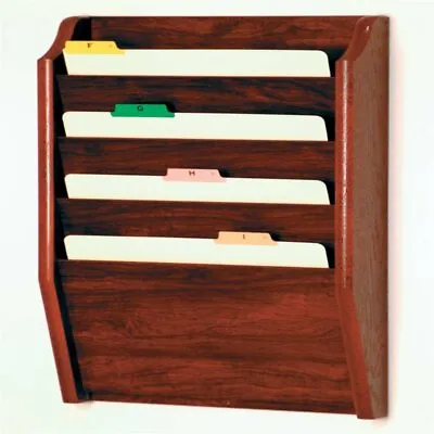 Wooden Mallet 4 Pocket Legal Size Wall File Holder In Mahogany • $98.70