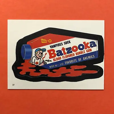 1986 Wacky Packages Batzooka #27 Topps Album Sticker Bazooka Bubble Gum Satire • $2.49