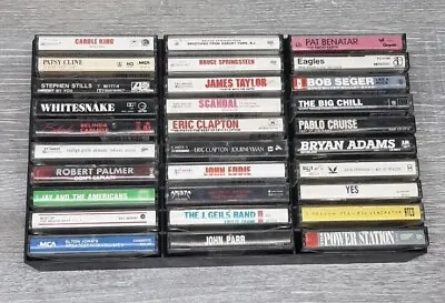 $2.25 • Buy Vintage Cassette Tape Lot Of 30 W/ Rack Rock Pop Soundtracks Great Mix!