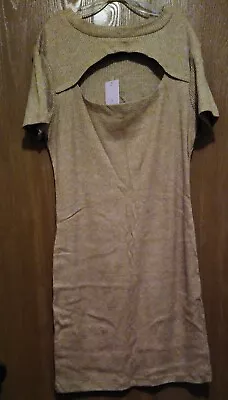 Wild Fable Size L Womens Short Sleeve Cut Out Sweater Dress Light Brown New  • $9.99