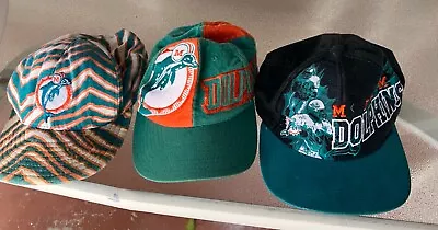 Vintage Miami Dolphins Caps 1 New 3 Used All With Original Logo  • $72.99