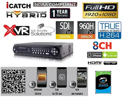 8 Channels 960H/ HD-SDI True Full HD 1080P DVR H.264+ 1920X1080 @ 240FPS /Audio • $599.99