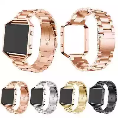Stainless Steel Folding Clasp Watch Wrist Band Strap + Frame For Fitbit Blaze • $25.99