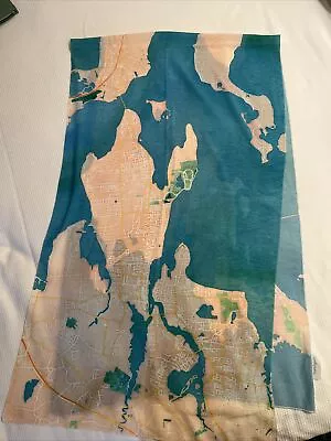 Map Is Art Brand Scarf The Earth And Ocean Beautiful Colors • $38.80