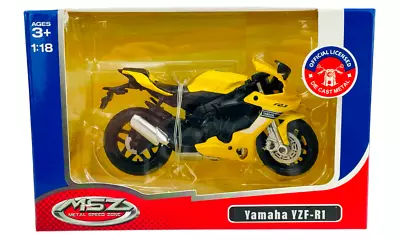 Yamaha YZF-R1 Japanese Sports Motorcycle Bike Model Toy Diecast Yellow 1:18 • £12.99