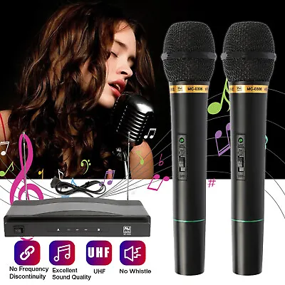 Professional Dual Handheld Wireless Microphone Cordless Receiver Karaoke 2 MIC • $26.99
