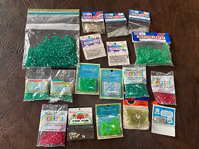 Mixed Lot Of Vintage Beads Green Silver Red Facets Rondelles 10 Oz • $8.49
