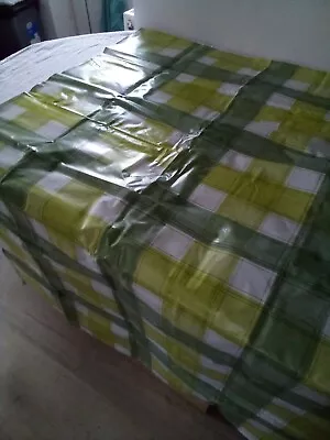 Oil Cloth Green White Large Check. Medium Weight. 140x95cms • £3.27