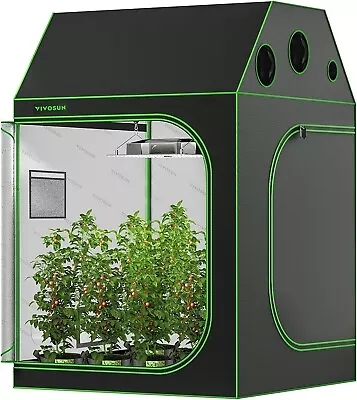 VIVOSUN 48 X48 X72  Mylar Hydroponic Grow Tent Roof Cube W/ Observation Window • $139.99