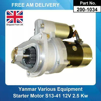 Starter Motor For Yanmar Marine S13-41 S13-41A S13-41B S13-41C S13-41D S13-78   • $214.68