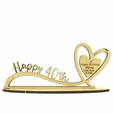 £4.49 • Buy Personalised Wooden Oak Freestanding Birthday Heart 16th, 18th, 21st, 30th, 40th