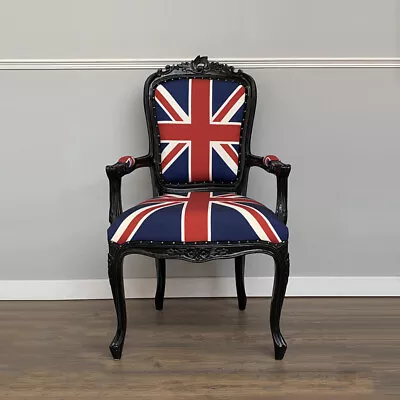 £245 • Buy French Louis XV Elise Armchair Britannia  - Black  With Union Flag 