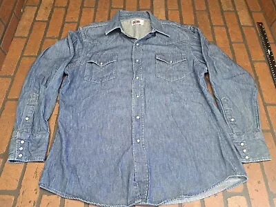 Vintage Big Mac Shirt Mens XL Regular Denim Blue Cotton Pearl Snap Unworn • $22.99