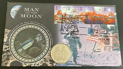 Usa Man On The Moon 1999 With Crown Coin. Creased Corners • £4.99