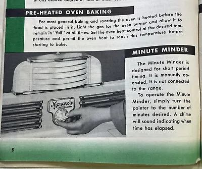 VTG 1950 Monarch Gas Range Stove Oven Cookbook Owner Manual House Wife Kitchen • $15.98