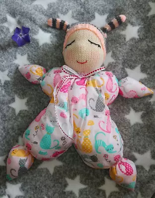 Sleeping Waldorf Baby Girl Doll - Hand Knitted Soft Toy - New Custom Crafted • £19.57