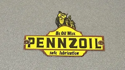 Vintage Pennzoil Owl Porcelain Sign Car Gas Truck Oil • $69.99