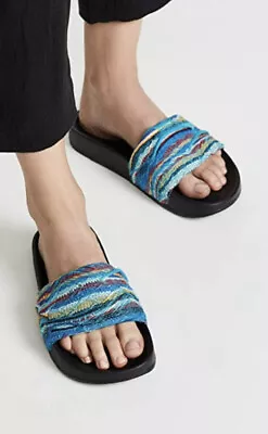 $69 • Buy Puma Leadcat X Coogi Island Paradise Blue Knit Slides Sandals 39 8.5 As New
