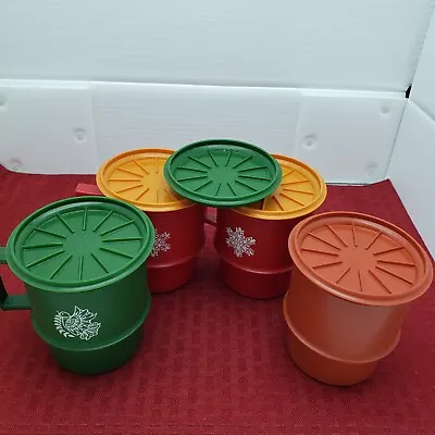 Tupperware 10 Oz Coffee Mugs Cups W/Handles And Coasters Vintage Lot Of 9 • $25