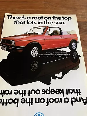 Mk1 VW Golf Cabriolet 1.6 GLi Red Magazine Advert Poster Print Man Cave Wall Art • $4.35