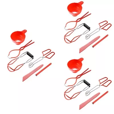  3 Sets Jam Making Supplies Professional Jar Lifter Funnel Canning Grabber Tool • £59.58