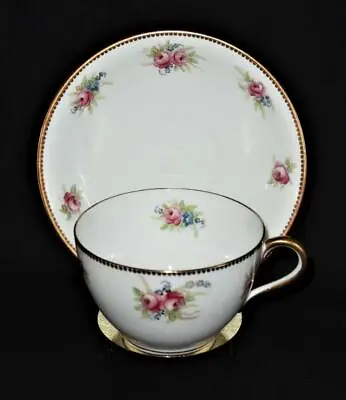 £22.11 • Buy Aynsley 1104, Pink Roses & Blue Flowers, Gold Dots, Cup & Saucer Set