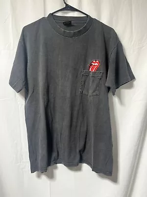 Vintage Embroidered Rolling Stones T-shirt Brockham 90s Sz L Music Single Pocket • $65