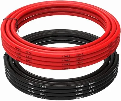 Silicone Cable 12 AWG Flexible Electric Wire 5 Meters 2.5 M Black And 2.5 M Red • £18.99