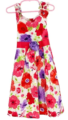 Girls Kids Size 6X Dollie And Me Flower Bow Spring Lined Party Dress  883 • $9