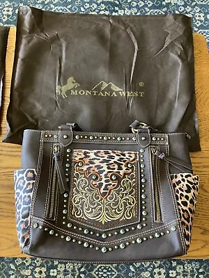 Montana West Embroidered Floral Leopard Concealed Carry Tote • $20
