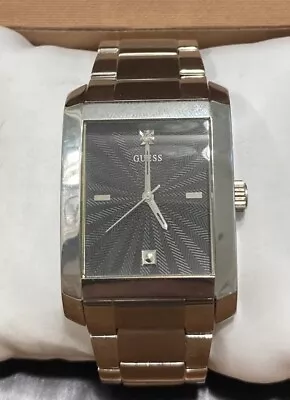 Vintage GUESS Men's Watch G10150G All Steel Band & Face Black Dial NEW BATTERY • $31